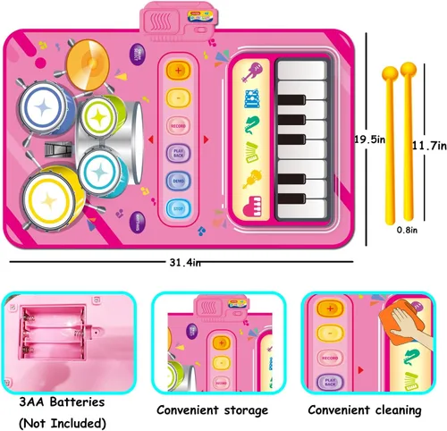 Miniatura 3 de Juguetes para niñas de 1 año Regalos, tapete de piano 2 en 1, juguetes Montessori para niñas de 1 a 2 años, juguete musical educativo Regalos