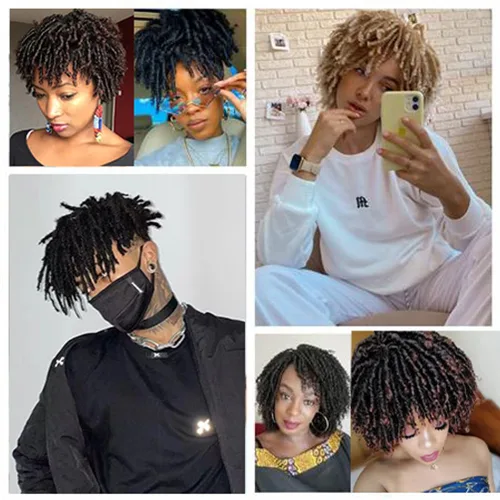 Miniatura 6 de Locs Wiglets - Peluca de cabello con rastas para mujeres/hombres, 6 pulgadas, corto, rubio ceniza ombré, con clip, trenzado, media peluca, peluca