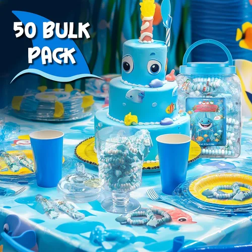 Miniatura 2 de 50 Pulseras de Caramelo de Tiburón, Caramelo Azul Genial para Fiestas Bajo el Mar y Recuerdos de Tiburón Bebé, Decoraciones y Rellenos para Bolsitas