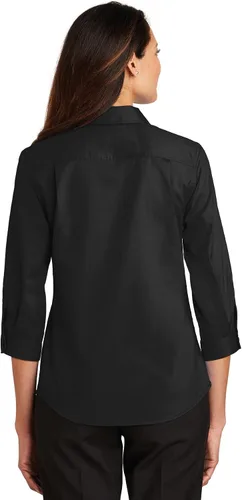 Miniatura 2 de Port Authority Camisa de sarga con botones SuperPro de manga 3/4 para mujer