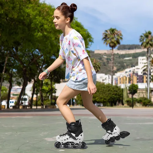 Miniatura 6 de Patines en línea para niños y niñas, 4 tamaños ajustables con ruedas en línea y ruedas completamente iluminadas para mujeres y hombres, carcasa