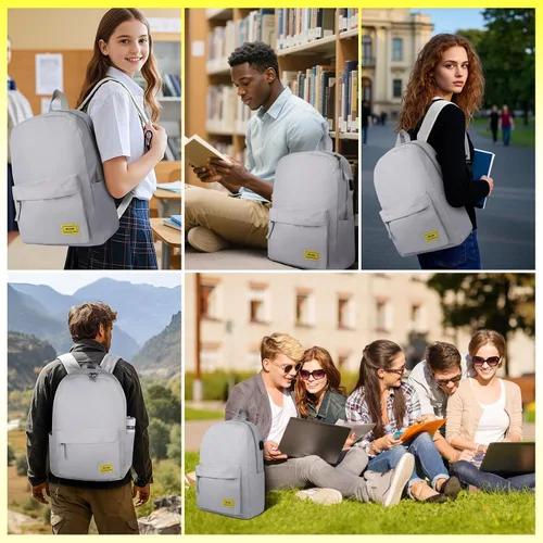 Miniatura 7 de Mochila ligera de alta calidad para laptop con puerto de carga USB, bolsa duradera para la escuela universitaria, 2 organizadores integrados, funda