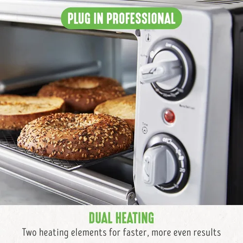 Miniatura 8 de GreenLife Horno tostador de sobremesa con freidora de aire de acero inoxidable, cerámica antiadherente saludable, libre de PFAS, bandeja y cesta