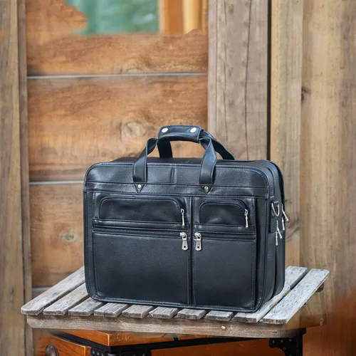 Miniatura 2 de Polare Modern - Maletín para portátil de 17 pulgadas con piel de grano completo y cremalleras YKK de primera calidad