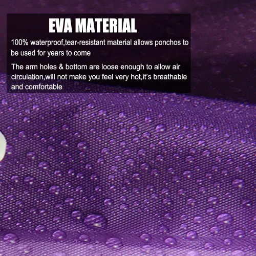 Miniatura 21 de Abrigos de lluvia (paquete de 2) – Ponchos de lluvia reutilizables de EVA para adultos, chaquetas impermeables para hombres y mujeres