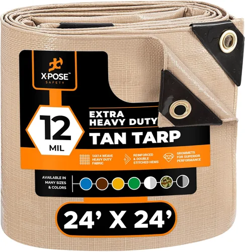 Miniatura 33 de Lona protectora Xpose Safety multiusos, de poliéster blanco, resistente, resistente al agua, resistente a la intemperie, resistente a rasguños