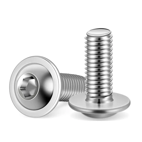 Miniatura 13 de Tornillos de cabeza de botón con brida M5 x 0.472 in, acero inoxidable 18-8 (304), totalmente roscado, unidad de enchufe Allen, 100 unidades plateado