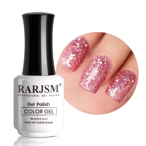 Miniatura 27 de RARJSM Esmalte de uñas de gel con purpurina de nieve, diamante brillante, gel de uñas de color blanco lechoso con pigmentos plateados y brillantes