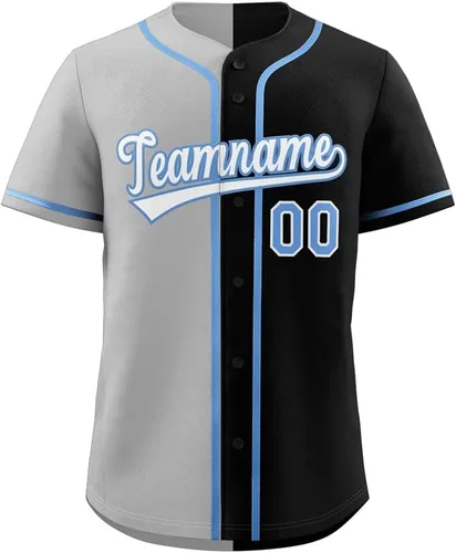 Miniatura 39 de Camiseta de béisbol dividida personalizada con botones y número de nombre cosido personalizado para hombres/mujeres/niños