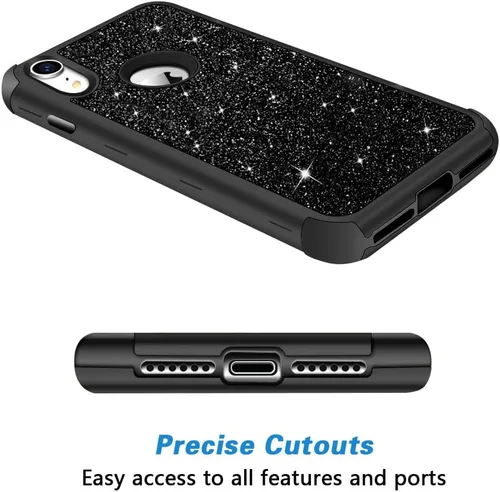 Miniatura 4 de Hython Compatible con Funda para iPhone XR, Protector Defensor de Cuerpo Completo de Servicio Pesado con Purpurina Brillante Reluciente, Carcasa