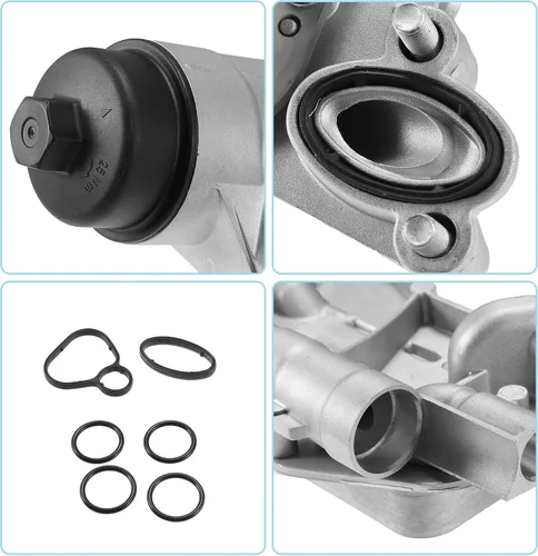 Miniatura 6 de X AUTOHAUX 93186324 Conjunto de adaptador de carcasa de filtro de aceite del enfriador de aceite del motor con juntas para Chevy Aveo para Chevrolet