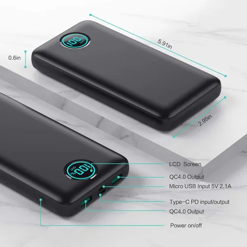 Miniatura 2 de Cargador portátil de 30,800 mAh PowerBank con 3 salidas, 25 W PD de carga rápida + QC 4.0 cargador de batería de carga rápida de teléfono, cargador