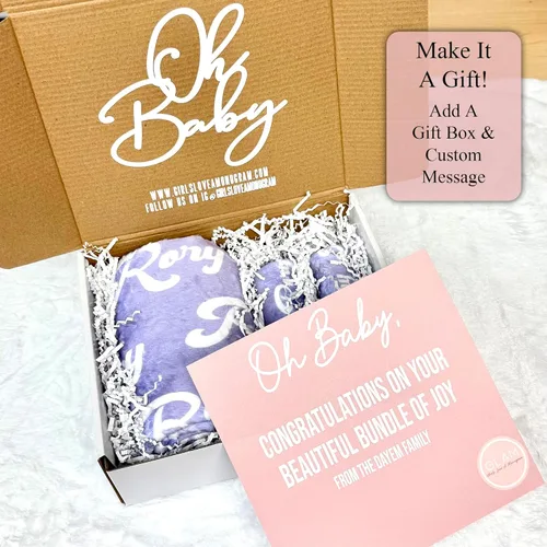 Miniatura 5 de Girls Love A Monogram Se envía al día siguiente- Mantas personalizadas azules para bebé niño con nombre - Impreso en Estados Unidos - Manta