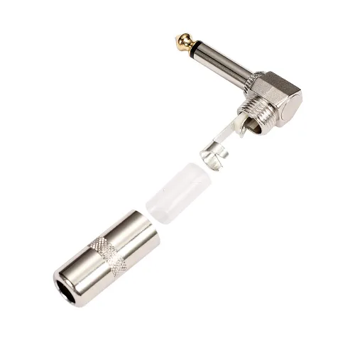 Miniatura 3 de Enchufe de ángulo recto de 90 grados de audio de 1/4 pulgadas, conector de soldadura TS mono macho resistente de 0.250 in para cables de altavoz
