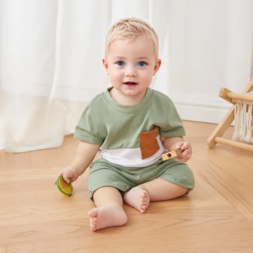 Miniatura 78 de Conjunto de camiseta de manga corta para bebé niño y niña, camiseta de manga corta, pantalones cortos casuales, ropa para recién nacidos, 6, 12, 18
