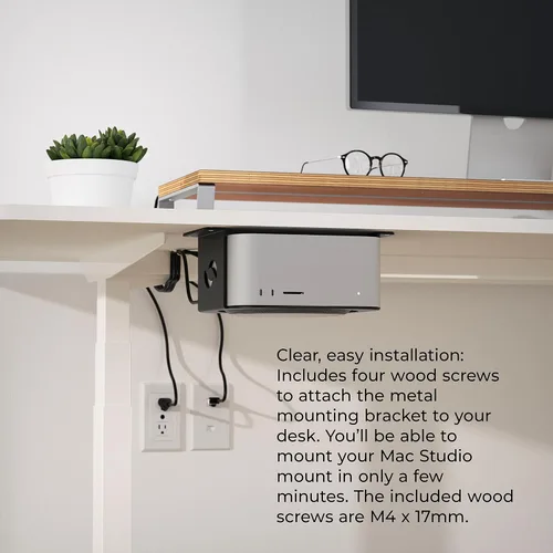 Miniatura 6 de HumanCentric Soporte para debajo del escritorio compatible con Mac Studio, soporte de montaje para M4 M3 M2 M1, disipación de calor, arañazos
