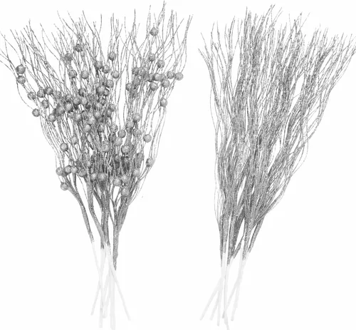 20 piezas de púas y aerosoles para árbol de Navidad, púas plateadas de Navidad para árbol, decoración de árbol de Navidad, adornos de liquidación,