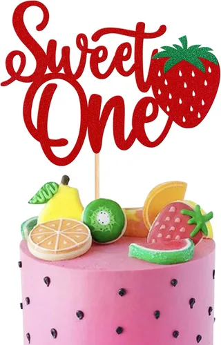 Miniatura 15 de Paquete de 24 adornos para cupcakes Sweet One con purpurina para primer cumpleaños, fresa, cupcakes, para frutas, baby shower, primer cumpleaños