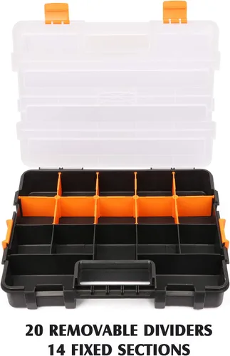 Miniatura 2 de MIXPOWER Juego de 2 organizadores de cajas de herramientas de 15 pulgadas, 20 divisores extraíbles, caja de plástico duradera, excelente