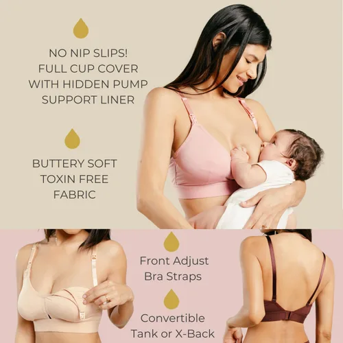 Miniatura 3 de Supermom - Brasier de bombeo y lactancia, brasier de maternidad manos libres para amamantar, cómodo y suave brasier de extracción de leche
