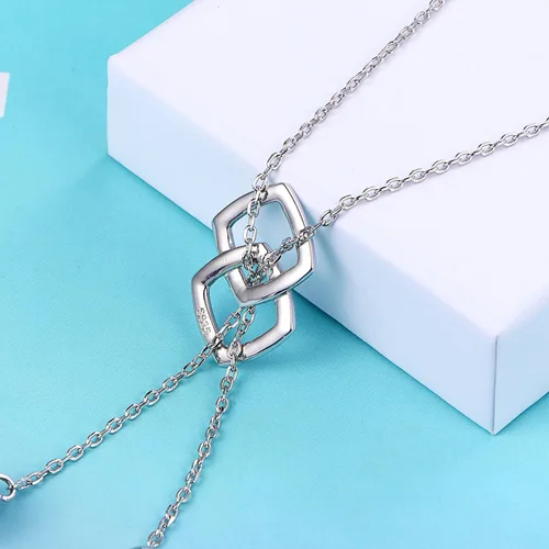 Miniatura 6 de DAOCHONG Collar largo de plata de ley S925 con borla redonda para mujer, 30 pulgadas (cadena ajustable), Plata esterlina
