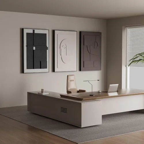 Miniatura 7 de Arte de pared abstracto texturizado 3D para dormitorio, 3 piezas de escultura moderna con marco neutro, pinturas cubistas geométricas de tono tierra