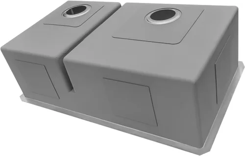 Miniatura 7 de Ruvati RVH7255 fregadero de cocina bajo cubierta de bajo perfil, bajo montaje, radio estrecho, doble cuenca 60/40, 28 pulgadas, calibre 16, acero