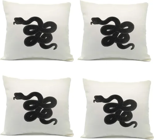 Miniatura 4 de Funda de almohada con bordado de serpiente, funda de cojín para decoración del hogar, cuadrado suave, 18 x 18 pulgadas