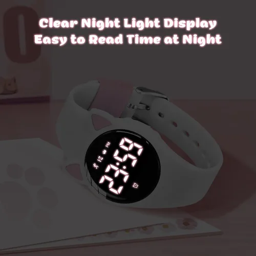 Miniatura 8 de Relojes digitales para niños y niñas, reloj deportivo con rastreador de fitness, podómetro, reloj despertador, cronómetro, no necesita aplicación