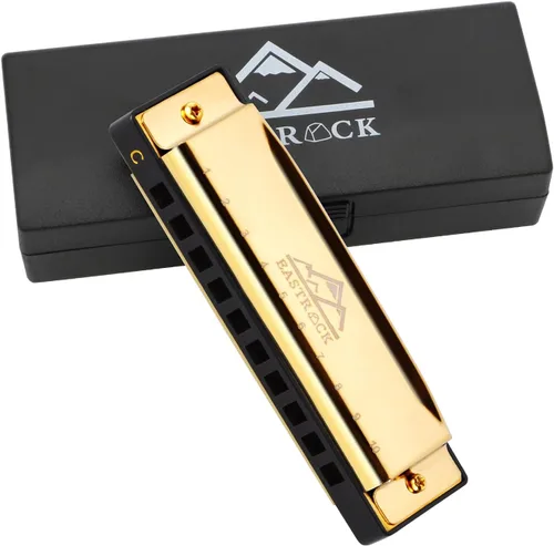 Miniatura 14 de EastRock - Armónica Blues, 10 agujeros, clave de Do, con estuche, armónica diatónica para jugadores profesionales, principiantes, estudiantes, Rosa