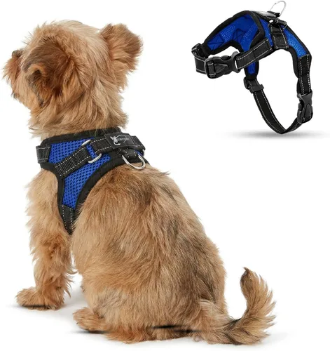 Miniatura 12 de Arnés ajustable reflectante para perro con asa evita tirones, XXS, Negro