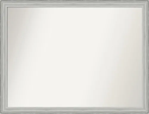Miniatura 403 de Amanti Art Espejo de baño plateado para sobre fregadero, 25 x 25 pulgadas, espejo de tocador cuadrado estrecho de níquel cepillado, marco de madera