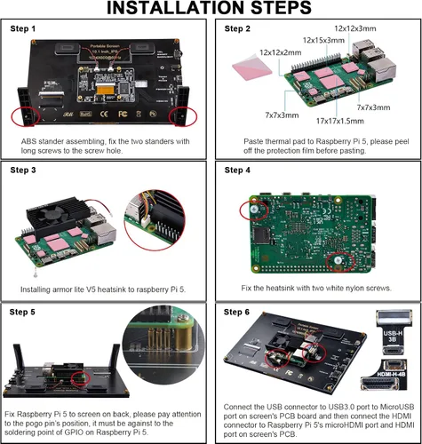 Miniatura 6 de GeeekPi Pantalla táctil capacitiva de 10.1 pulgadas para Raspberry Pi, monitor HDMI IPS 1024X600 pantalla LCD con doble altavoz para Raspberry Pi