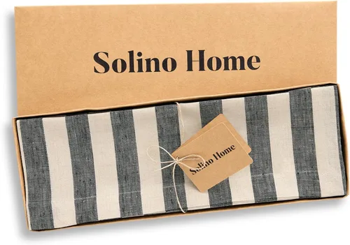 Miniatura 4 de Solino Home Sorrento - Juego de 4 manteles individuales de lino 100% lino puro, 14 x 19 pulgadas, color negro y natural, para otoño