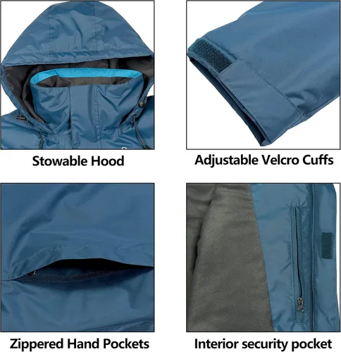 Miniatura 6 de Little Donkey Andy Chaqueta de Esquí y Snowboard Impermeable para Mujer, Abrigo Cálido Resistente al Viento con Capucha Desmontable