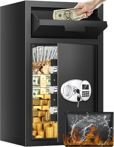 Miniatura 10 de Caja de seguridad depositaria de 2.6 pies cúbicos para negocios con ranura de colocación rápida, cajas de seguridad para efectivo con pantalla LCD
