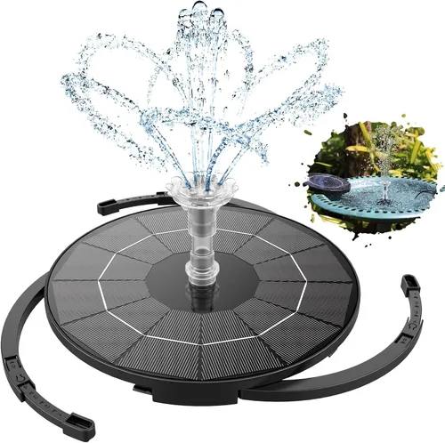 AISITIN Bomba de Fuente Solar de 3.5W para Características de Agua Exterior Fuente de Baño Solar DIY para Pájaros con Múltiples Boquillas, Fuente de