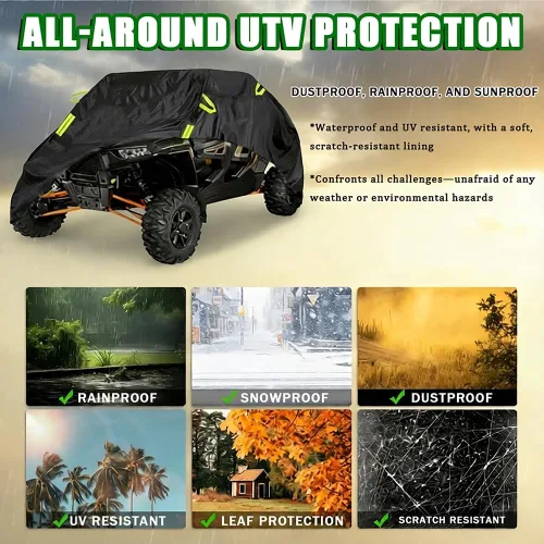 Miniatura 6 de UTV Cover for CFMoto UForce 800 2014-2020, Heavy Duty All Weather Side by Side SXS Storage Cover Outdoor Rain Sun Dust Protection with Straps