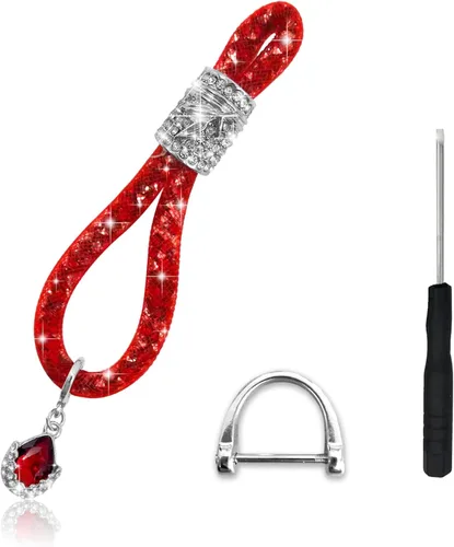 Miniatura 8 de Llavero de cristal para mujer, accesorios de llavero con diamantes de imitación, decoración universal de moda para llavero de automóvil (negro)