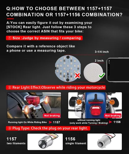 Miniatura 6 de Kit de señal de giro LED 1157 delantera y trasera 1156 de 2 pulgadas para Harley Davidson Touring Street Glide Road King Softail Dyna Sportster