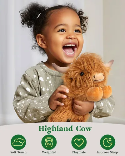 Miniatura 8 de Cuckool Highland Cow - Animales de peluche, adorable animal de peluche esponjoso de ganado de las tierras altas, lindo peluche suave de vaca