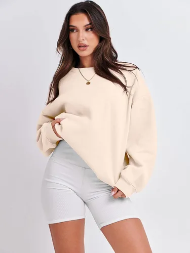 Miniatura 2 de ANRABESS Sudadera de gran tamaño para mujer, de forro polar, manga larga, cuello redondo, informal, para otoño 2023, ropa de moda