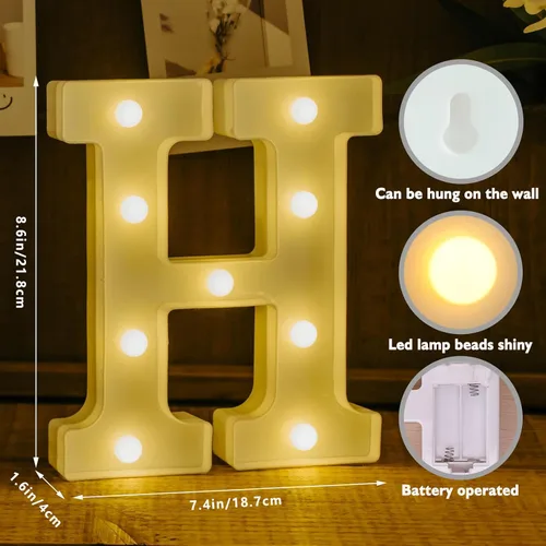 Miniatura 2 de Letras iluminadas, letras con luces LED de 26 alfabetos, letras iluminadas decorativas, letras de marquesina LED que funcionan con pilas para Luz