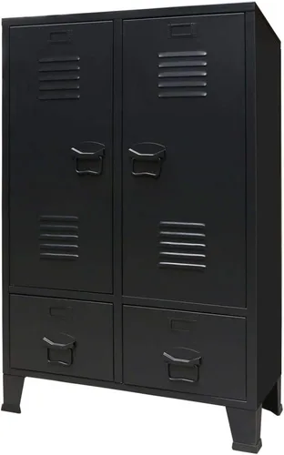 Miniatura 23 de Cabient de almacenamiento de metal de estilo industrial con 2 estantes, archivador de acero blanco con 6 puertas para oficina en casa, garaje