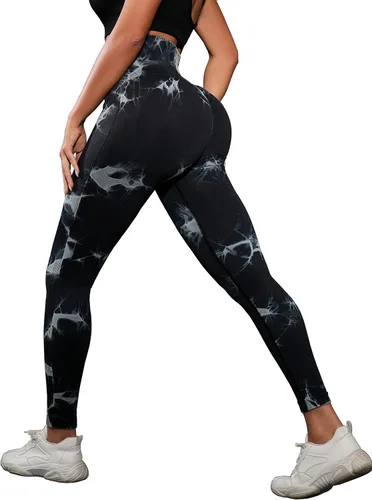 Miniatura 3 de OVESPORT Paquete de 3 leggings de entrenamiento de cintura alta sin costuras con teñido anudado para mujer, pantalones deportivos para yoga
