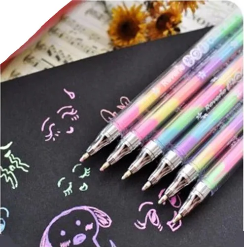 Juego de 12 bolígrafos surtidos de tinta de gel de colores arcoíris de 0.031 in para álbum de fotos de bricolaje, papel negro, tarjeta de regalo,