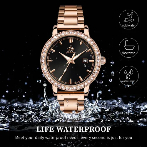 Miniatura 6 de Fate Love Relojes para mujer, juego de collar de movimiento de cuarzo japonés, conjunto de joyas de corazón, impermeable, 100 pies, analógico, reloj