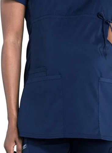 Miniatura 3 de Cherokee Women's Maternity Scrub Top with 3 Pockets Mock Wrap WW685