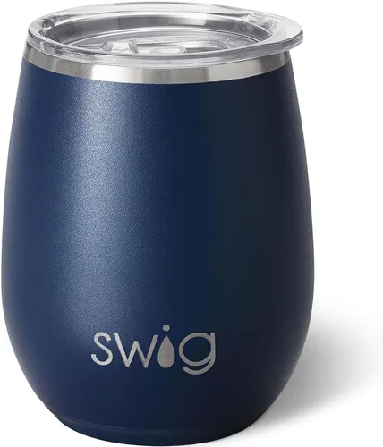 Miniatura 11 de Swig Vaso de vino aislado de 14 onzas con tapa, apto para lavavajillas, tazas de vino de acero inoxidable (negro)