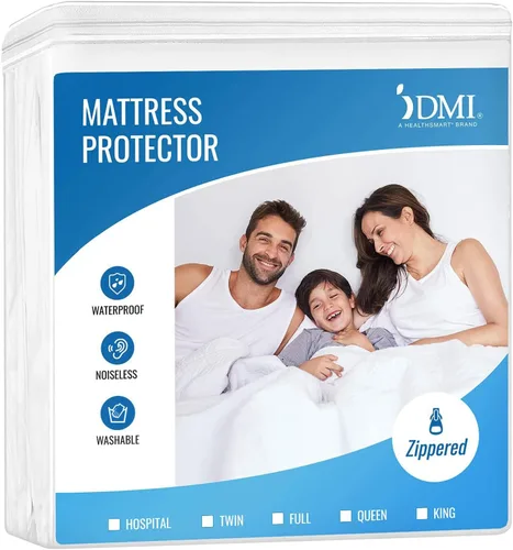 Miniatura 12 de DMI Protector de colchón impermeable individual – Ajustado, funda de colchón silenciosa, suave y transpirable, 39 x 75 x 8 pulgadas, color blanco